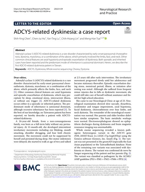 Pdf Adcy5 Related Dyskinesia A Case Report