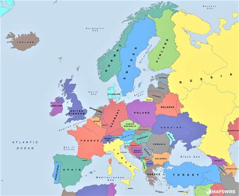 Mapa De Europa 🥇 Político Con Nombres Mudo En Blanco 2023