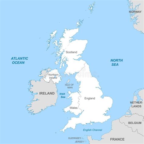 Mappa Politica Del Regno Unito Con Confini Regionali Illustrazione Vettoriale Illustrazione Di