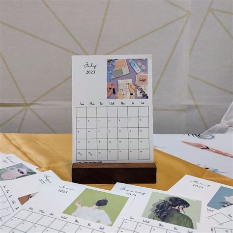 Jual Kalendar Meja 2023 Aesthetic Calendar Dengan Stand Kayu Shopee