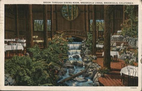 Washington state's premier destination resort. Brook Through Dining Room, Brookdale Lodge California Postcard