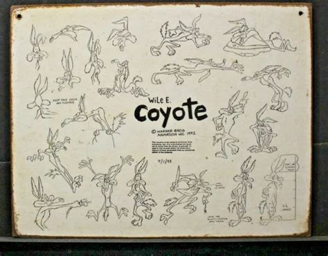 Wyle E Coyote Model Sheet Looney Tunes Handmade Vintage Wood Sign 14