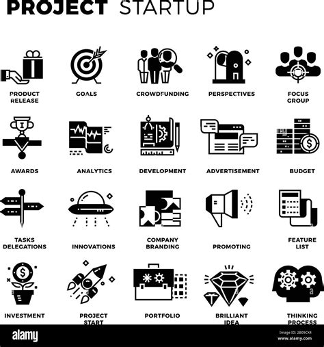 Start Up Venture Capital Entrepreneur Vector Icons Set Invest And