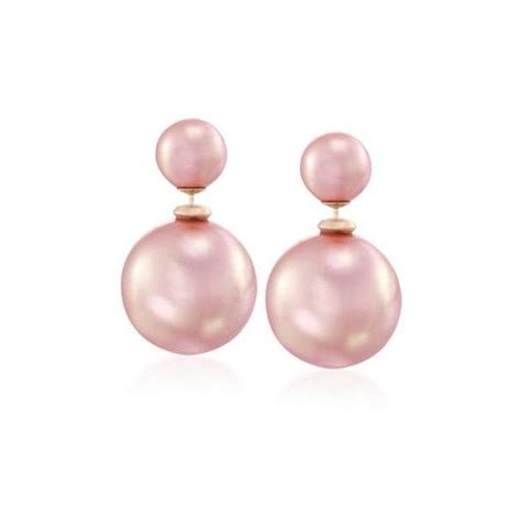 Ross Simons 8 16mm Pink Shell Pearl Front Back Earrings In 14kt Yellow
