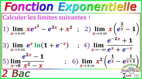 Fonction Exponentielle Limites Exponentielle Bac Exercice