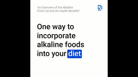 An Overview Of The Alkaline Food List And Its Health Benefits Youtube