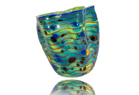 Dale Chihuly Signed Teal Seaform Persian Basket Original Hand Blown Gl