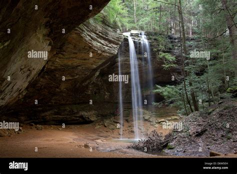 Ash Cave Waterfall In Spring Hocking Hills State Park Logan Hocking