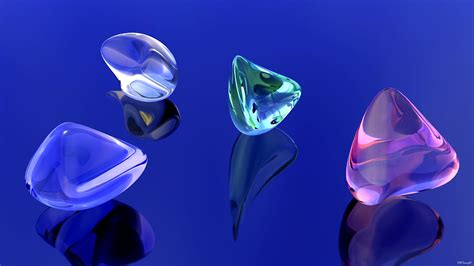 Assorted Color Stone Fragments In Blue Surface Hd Wallpaper Wallpaper