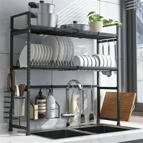 Classic 2 Tier Stainless Steel Dish Drainer Drying Rack Dish Rack Over