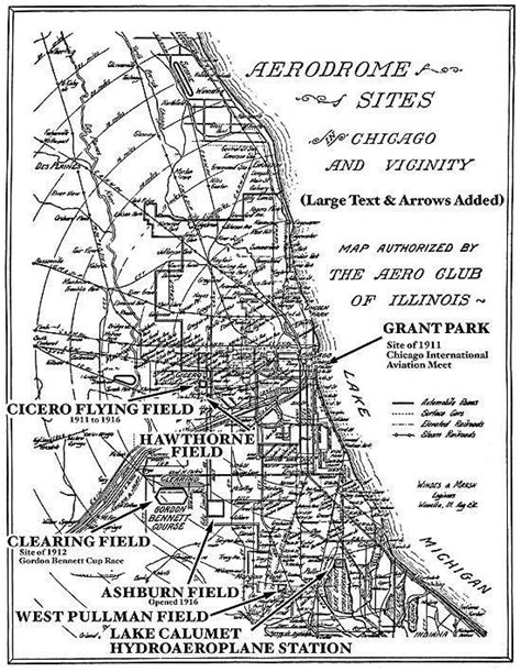 Map Showing Old Chicago Area Airfields Chicago History Chicago