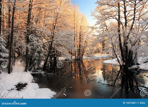 Winter River Sunrise Light Stock Image Image Of Natural 16075821