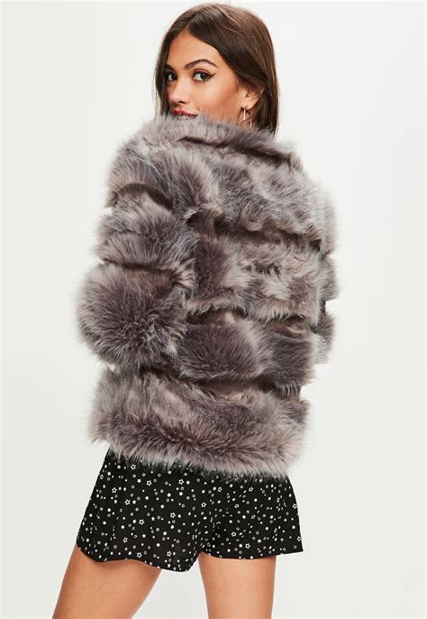 Missguided Gray Pelted Short Faux Fur Jacket Lyst