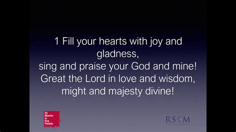 Fill Your Hearts With Joy And Gladness Rscm Hymn For The Day Youtube