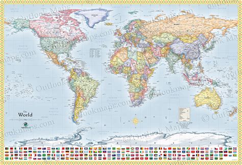 Political World Map With Flags All Countries And Lots Of