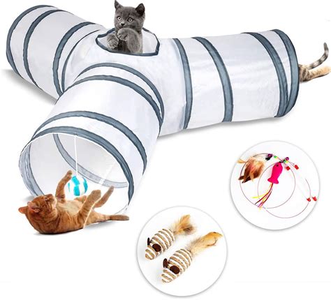 Dmsl Cat Play Tunnel 3 Way Collapsible Tear Resistant Cat Passage Toys