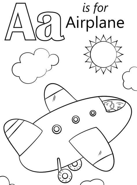 Airplane Letter A Coloring Page Free Printable Coloring Pages For Kids