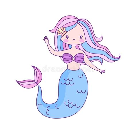 Pequeño Personaje De Dibujos Animados De Sirena Plana Princesa