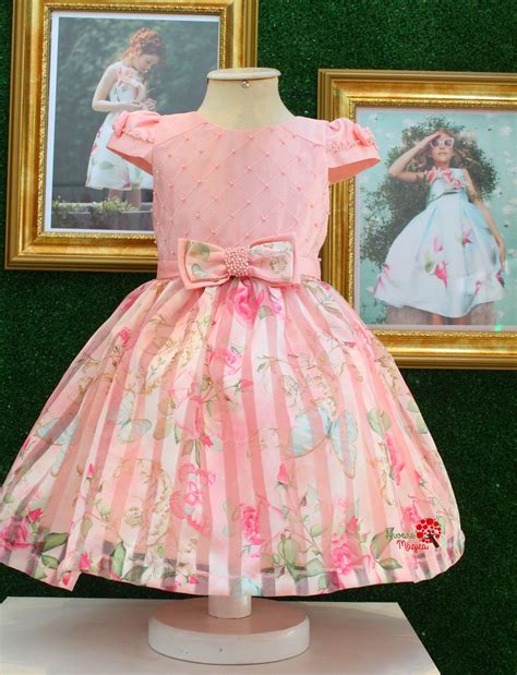 Vestido De Festa Infantil Petit Cherie Saia Plissada Borboletas Rosa