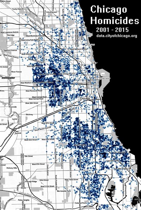 Chicago Homicides 2001 2015 By Supaplex Map Chicago Crime