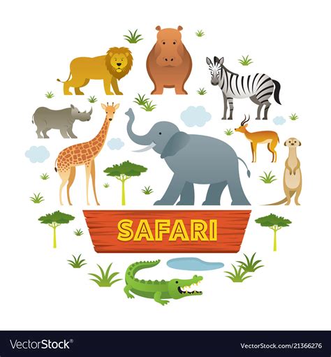 Group Of African Safari Animals Royalty Free Vector Image