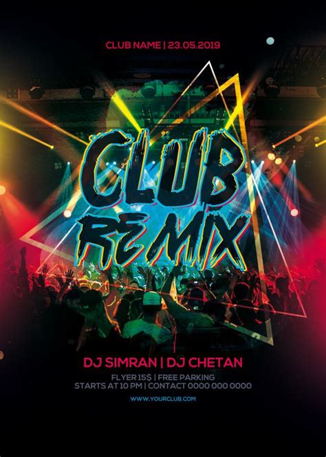 Club Remix Party Flyer Party Flyer Neon Signs Banner