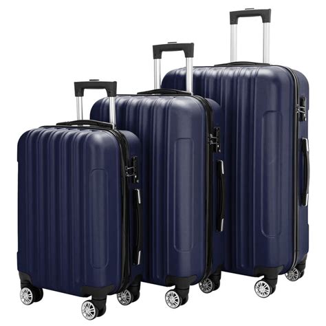 Zimtown Zimtown 3 Piece Nested Spinner Suitcase Luggage Set With Tsa Lock Navy Blue Walmart