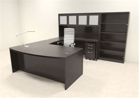 6pc Modern Contemporary U Shaped Executive Office Desk Set Ro Abd U9