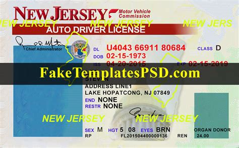 New Jersey Drivers License Template Psd 2023