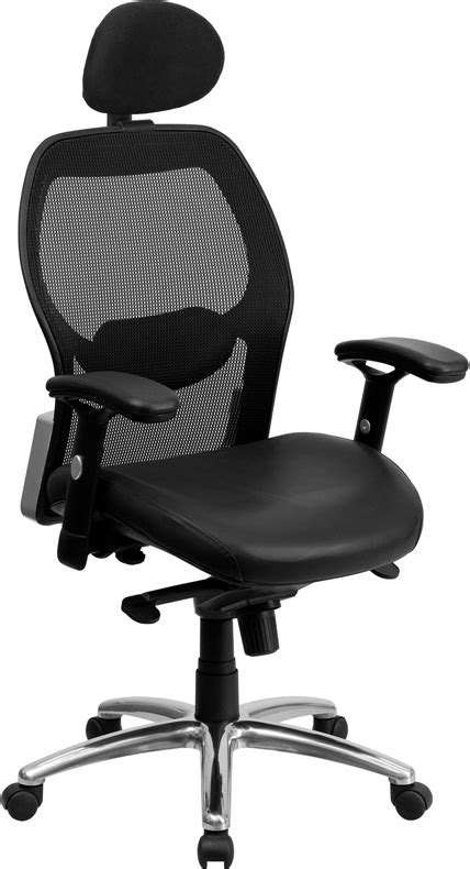 The mesh chair has a fully reclining tilt mechanism which is lockable in the upright position and a. High Back Black Mesh Executive Office Chair W/ Leather ...