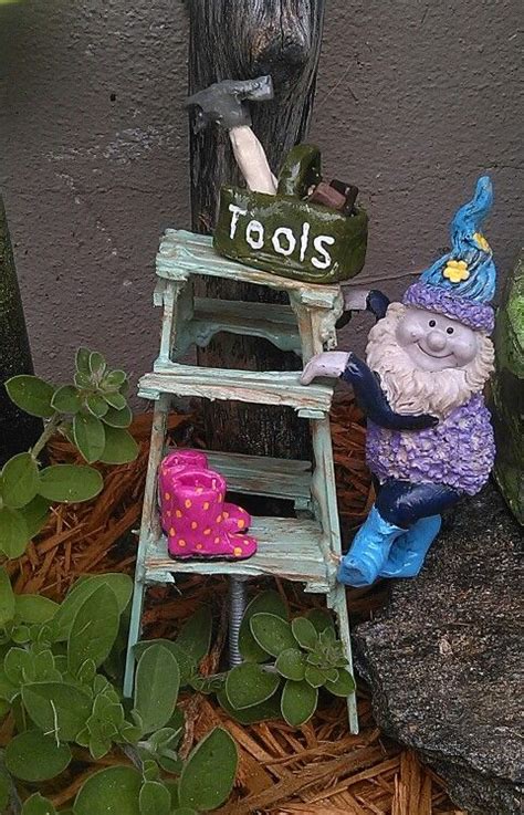 A Gnome And His Tools Ladder Decor Decor Gnomes