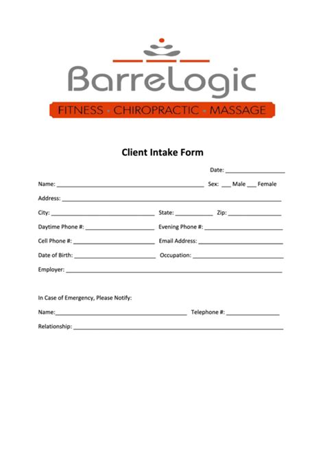 Overall, legal client intake form templates are beneficial for anyone in the legal and law industry. Client Intake Form Barrelogic printable pdf download
