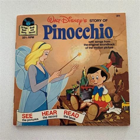 Walt Disneys Story Of Pinocchio 311 7 Record Book See Hear Read 33 13