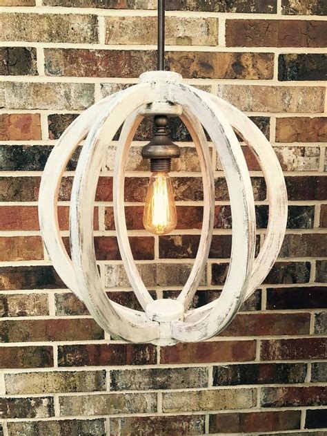 Rustic Farmhouse Light Fixture Distressed Wooden Orb Etsy Wooden