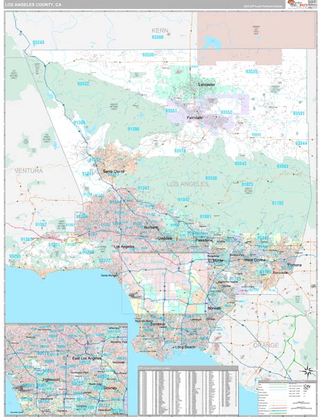 Los Angeles County Ca Wall Map Premium Style By Marketmaps Mapsales