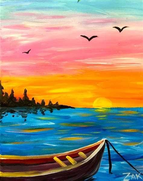 Sunset Easy Oil Paintings For Beginners
