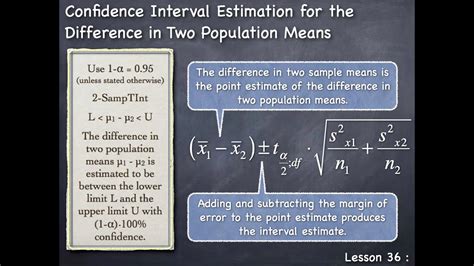 Lesson 36 Confidence Interval Estimation For The Difference In Two