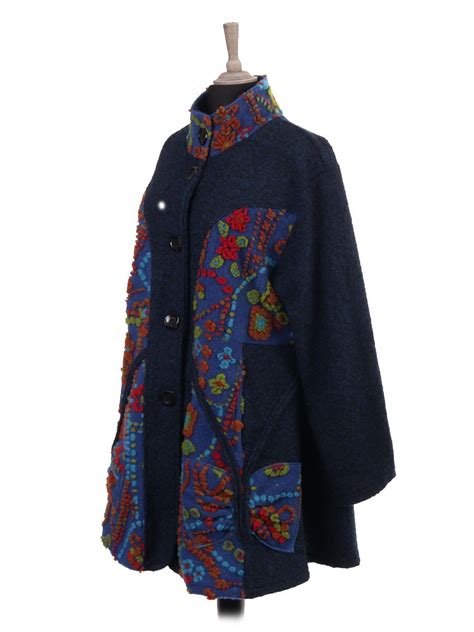 Made In Italy Lana Wool Coat With Boiled Wool Detail And