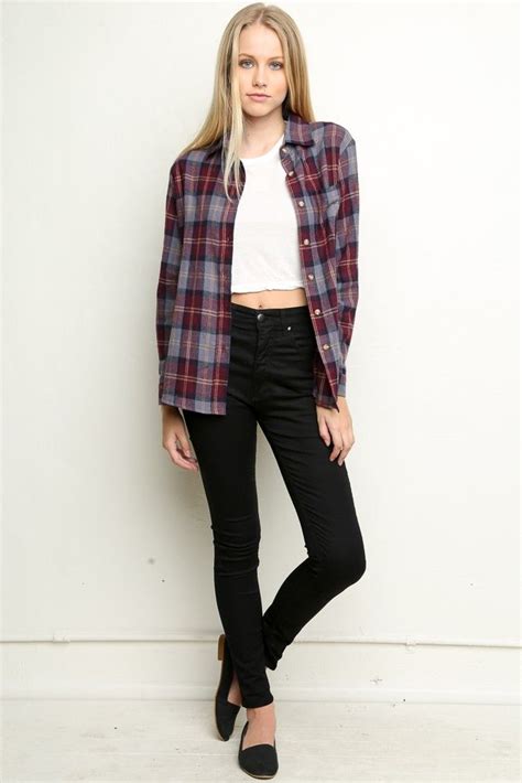 brandy ♥ melville wylie flannel tops clothing flannel outfits flannel blouse oversized