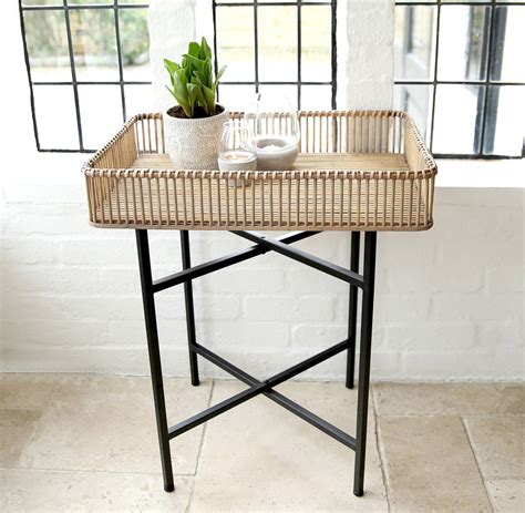 The table is in excellent condition, the glass is not scratched or chipped. bamboo and metal side table by red lilly ...