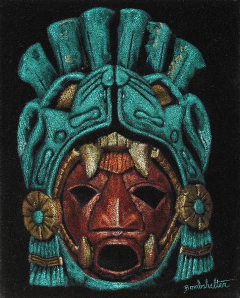 Aztec Jaguar Mask II Black Velvet Painting By Diane Shilkitus Saatchi Art