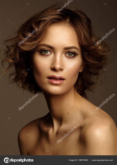 Fashionable Close Up Portrait Of A Beautiful And Attractive Model With