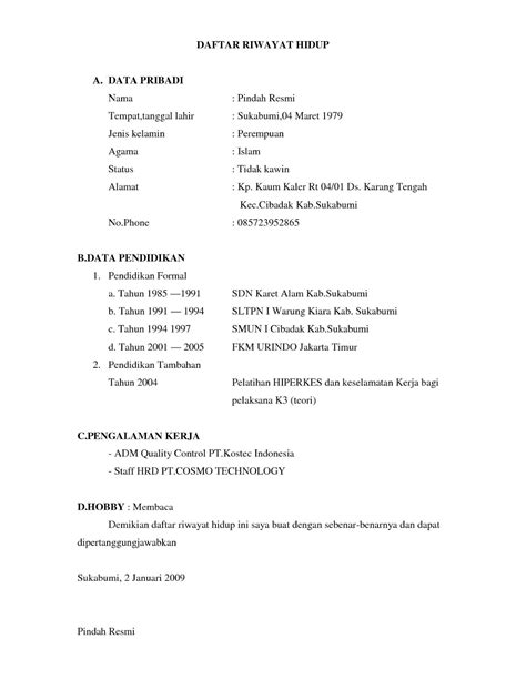 Atur margin, supaya tulisan terlihat rapi dengan cara membuat batasan kiri dan kanan menggunakan alat bantu seperti penggaris. Contoh Daftar Riwayat Hidup / Curriculum Vitae (CV ...