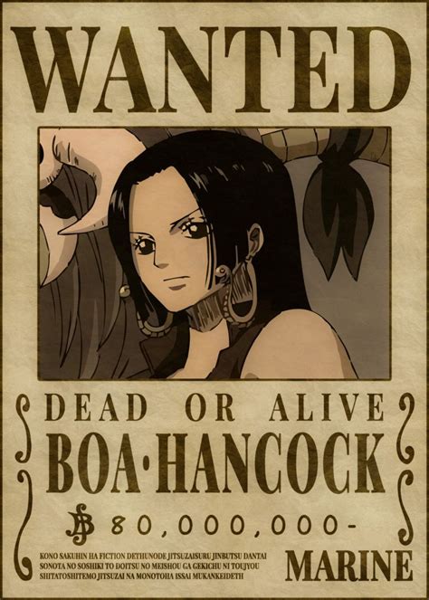 Boa Hancock Bounty Anime And Manga Poster Print Metal Posters