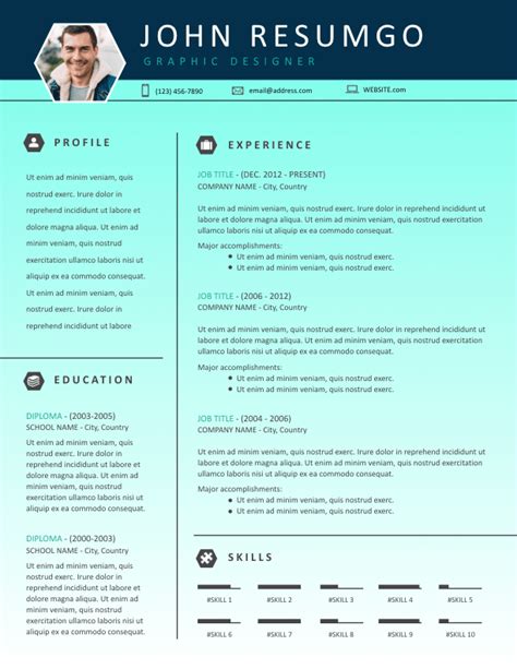 Alecto Teal Gradient Stylish Resume Template Resume