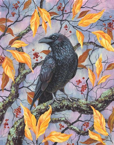 Autumn Raven By Vasilisa Romanenko Autumn Painting Art Prints Art