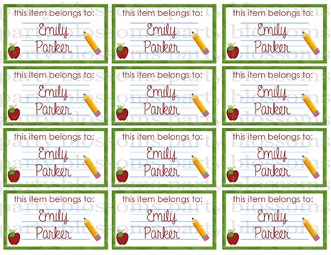 Printable Back To School Labels Stickers With Apple And Etsy
