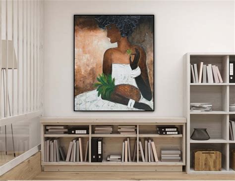 African American Art Canvas Black Woman Painting Wall Art Etsy