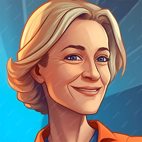 Premium Ai Image Smiling Woman With Blond Hair And Blue Eyes Vector Illustration