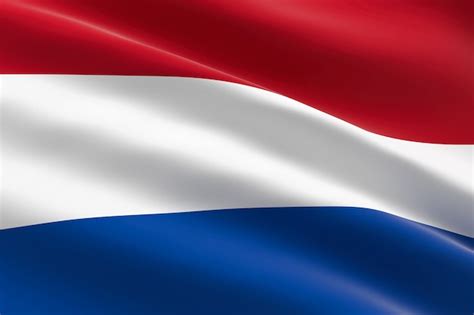 vlag van nederland 3d afbeelding van de nederlandse vlag zwaaien premium foto